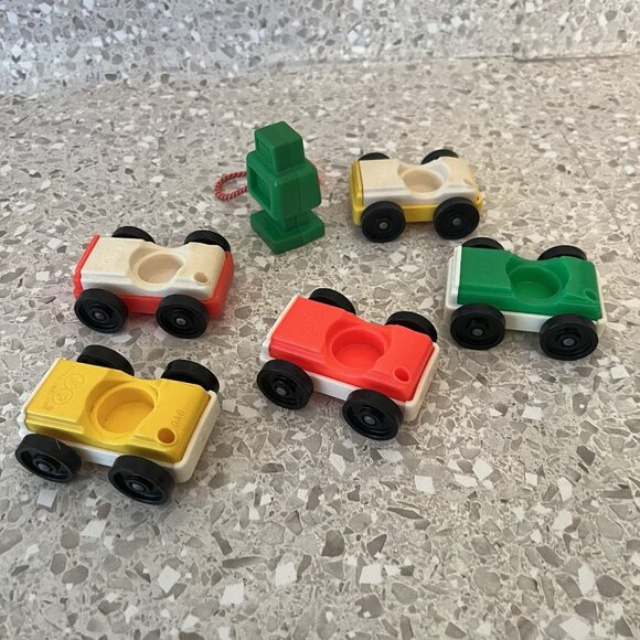1970s Fisher Price Little People Cars Single Seat Hole & Gas Pump Lot of 6 Multi - Picture 4 of 6